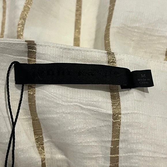 Jenni Kayne Cove Dress in Gold Stripe Spaghetti Strap Ankle Length - Picture 8 of 11